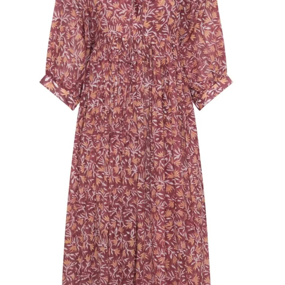Daughters of India Maroon and Yellow Floral Dress - Picture 2 of 7